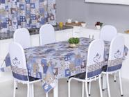 Toalha de Mesa 12 Lugares 4,50 x 1,40 Cozinha Copa Sala de Jantar Oxford Estampa Bule Azul