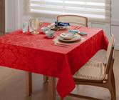 Toalha De Mesa 6 Lugares Cor Vermelho Jacquard 2.20M Natal - Beatriz Enxovais