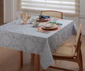 Toalha De Mesa 8 Lugares Retangular - Tecido Jacquard Rústico Cinza