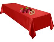 Toalha De Mesa Cetim Vermelho 8 Lugare Retangular Ceia Natal - Quero Quero Mais