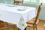 Toalha de Mesa Dália Tergal Verão Branco Amarelo 2,20m