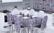 Toalha de Mesa de Cozinha Copa Sala de Jantar 4 Lugares 1,40m x 1,40m Oxford Estampa Borboleta Cinza e Rosa