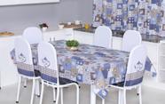 Toalha de Mesa de Cozinha Copa Sala de Jantar 4 Lugares 1,40m x 1,40m Oxford Estampa Bule Azul