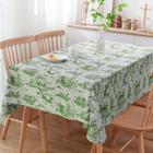 Toalha de Mesa de Linho Estampado Toile De Joule Verde 4 Lugares - Menedecor