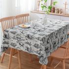 Toalha de Mesa de Linho Toile De Joule Preto 4 Lugares - Menedecor