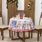 Toalha de Mesa Enfeites de Natal p/ 4 Lugares Redonda 1,40 x 1,40m (Cozinha, Decoração, Sala) - Nalu Casa e Decoraçao