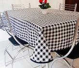 Toalha de Mesa Lindas Estampas Vivas 1,50x1,50 Preto Xadrez - AmoeShop