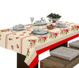 Toalha De Mesa Linhão 6 Lugares Retangular Floral Vermelha