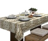 Toalha De Mesa Linhão 8 Lugares Retangular Floral Bege - Ibitinga Decora