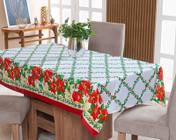 Toalha de Mesa Natalina 10 Lugares 3,00m x 1,40m Oxford Estampado Decoração Natal - BRANCO XADREZ