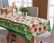 Toalha de Mesa Natalina 12 Lugares 3,50m x 1,40m Oxford Estampado Decoração Natal - FLORES NATALINA