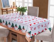 Toalha de Mesa Natalina 2,00m x 1,40m 06 Lugares Oxford Decoração Natal - BRANCO ESTAMPADO