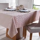 Toalha De Mesa Quadrada 4 Lugares Jacquard Adamascado Com Acabamento Ultrassonic Areia - Tessi