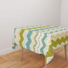 Toalha De Mesa Quadrada 4 Lugares Tecido Oxford Chevron Texturizado Tons de Verde TL241 - 140x140cm