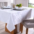 Toalha De Mesa Quadrada 8 Lugares Jacquard Adamascado Com Acabamento Ultrassonic Branco - Tessi