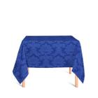 Toalha de Mesa Quadrada em Tecido Jacquard 100% Poliéster Medalhão Azul Royal