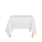 Toalha de Mesa Quadrada em Tecido Jacquard 100% Poliéster Medalhão Branco