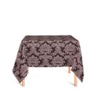 Toalha de Mesa Quadrada em Tecido Jacquard 100% Poliéster Medalhão Marrom