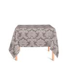 Toalha de Mesa Quadrada em Tecido Jacquard Cinza e Crú Medalhão Tradicional - Jacquard Tradicional