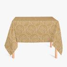 Toalha de Mesa Quadrada em Tecido Jacquard Dourado Argolas Tradicional - Jacquard Tradicional