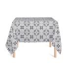 Toalha de Mesa Quadrada em Tecido Jacquard Estampado Azulejo Português Cinza