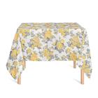 Toalha de Mesa Quadrada em Tecido Jacquard Estampado Floral Amarelo