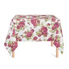 Toalha de Mesa Quadrada em Tecido Jacquard Estampado Floral Vermelho