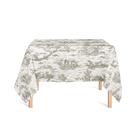 Toalha de Mesa Quadrada em Tecido Jacquard Estampado Toile de Jouy Bege