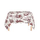 Toalha de Mesa Quadrada em Tecido Jacquard Estampado Toile de Jouy Marsala