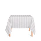 Toalha de Mesa Quadrada em Tecido Jacquard Off-White Listrado Tradicional - Jacquard Tradicional