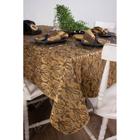 Toalha de Mesa Quadrada em Tecido Jacquard Preto e Dourado Adamascado Tradicional - Jacquard Tradicional