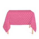 Toalha de Mesa Quadrada em Tecido Jacquard Rosa Pink Chiclete Geométrico Tradicional - Jacquard Tradicional