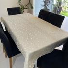 Toalha de Mesa Quadrada Jacquard Luxo Estrelas Branco e Dourado - 1,40 x 1,40m