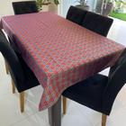 Toalha de Mesa Redonda em Jacquard Luxo Xadrez Vermelho - 2,80m