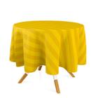 Toalha de Mesa Redonda em Tecido Jacquard Amarelo Ouro Listrado Tradicional - Jacquard Tradicional