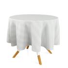 Toalha de Mesa Redonda em Tecido Jacquard Branco Listrado Tradicional