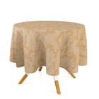 Toalha de Mesa Redonda em Tecido Jacquard Dourado Medalhão Tradicional - Jacquard Tradicional