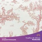 Toalha de Mesa Redonda em Tecido Jacquard Estampado Toile de Jouy Rose