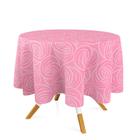 Toalha de Mesa Redonda em Tecido Jacquard Rosa Bebê Argolas Tradicional - Jacquard Tradicional