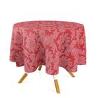 Toalha de Mesa Redonda em Tecido Jacquard Vermelho e Branco Circo Medalhão Tradicional - Jacquard Tradicional