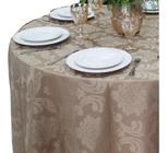 Toalha de Mesa Redonda Jacquard Adamascado 1,80mts de Diâmetro Sala Jantar Decoração Buffet Festas - Dourado - J.J Enxovais