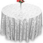 Toalha De Mesa Redonda Jacquard Cinza 2,80m Festa Buffet - LM Detona