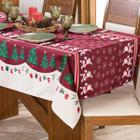 Toalha de Mesa Retangular 2,20m x 1,40m 6 Lugares Avulsa Estampada Natalina - Decoração Natal Fim de Ano Cozinha Sala Jantar Ceia Festas