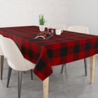 Toalha De Mesa Retangular 6 Lugares Tecido Oxford Xadrez Quadrados Vermelho e Preto TLS10 - 220x140cm