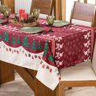 Toalha de Mesa Retangular Avulsa Estampada Natalina com Hotfix 2,50m x 1,40m para 8 Lugares - Decoração Natal Fim de Ano - DOURADOS ENXOVAIS