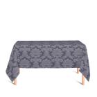 Toalha de Mesa Retangular em Tecido Jacquard 100% Poliéster Medalhão Cinza Chumbo