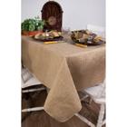 Toalha de Mesa Retangular em Tecido Jacquard Bege Escuro (Fendi) Falso Liso Tradicional - Jacquard Tradicional