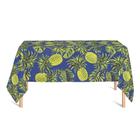 Toalha de Mesa Retangular em Tecido Jacquard Estampado Abacaxi Azul