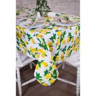 Toalha de Mesa Retangular em Tecido Jacquard Estampado Limão Siciliano Fundo Branco