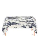 Toalha de Mesa Retangular em Tecido Jacquard Estampado Toile de Jouy Azul Marinho